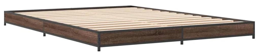 845155 vidaXL Cadru de pat, stejar maro, 120x200 cm, lemn prelucrat și metal