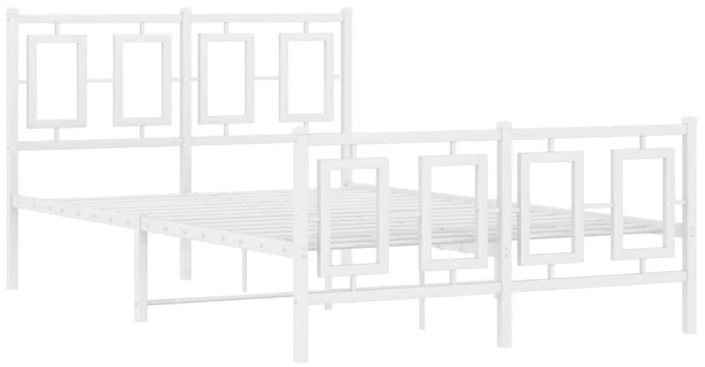 374306 vidaXL Cadru de pat metalic cu tăblie, alb, 120x200 cm