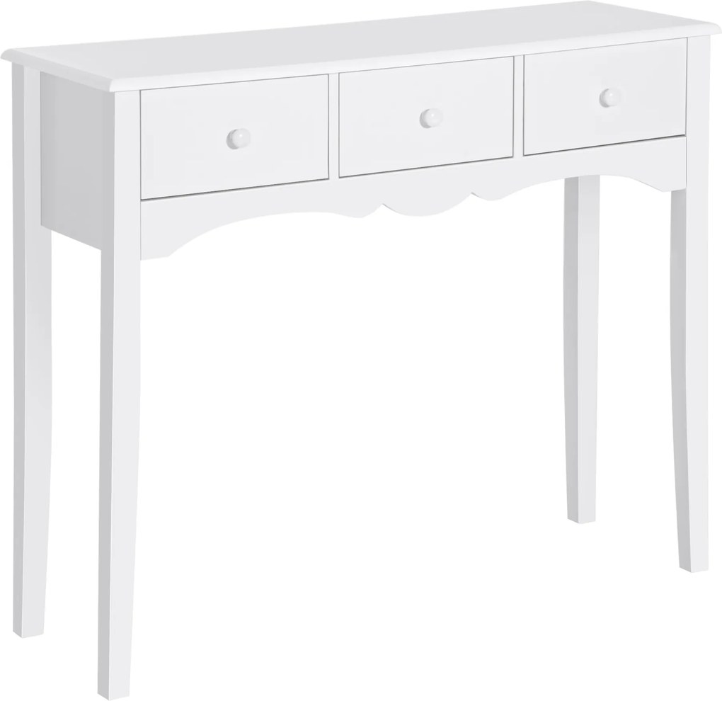 HOMCOM Masă Consolă Modernă cu 3 Sertare, Consolă de Intrare din MDF, pentru Hol, Sufragerie, 100x32x85 cm, Alb | Aosom Romania