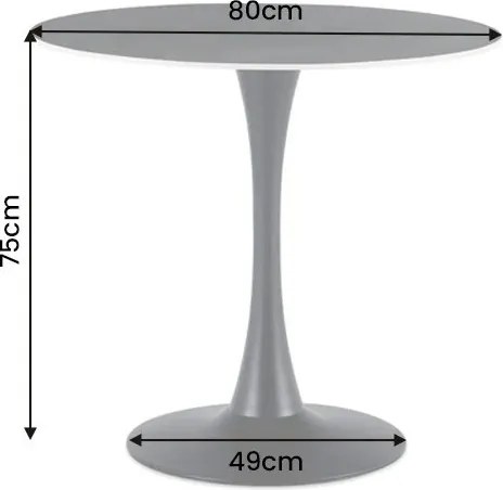 Masa rotunda bistro cu blat ceramic gri LYON 80cm