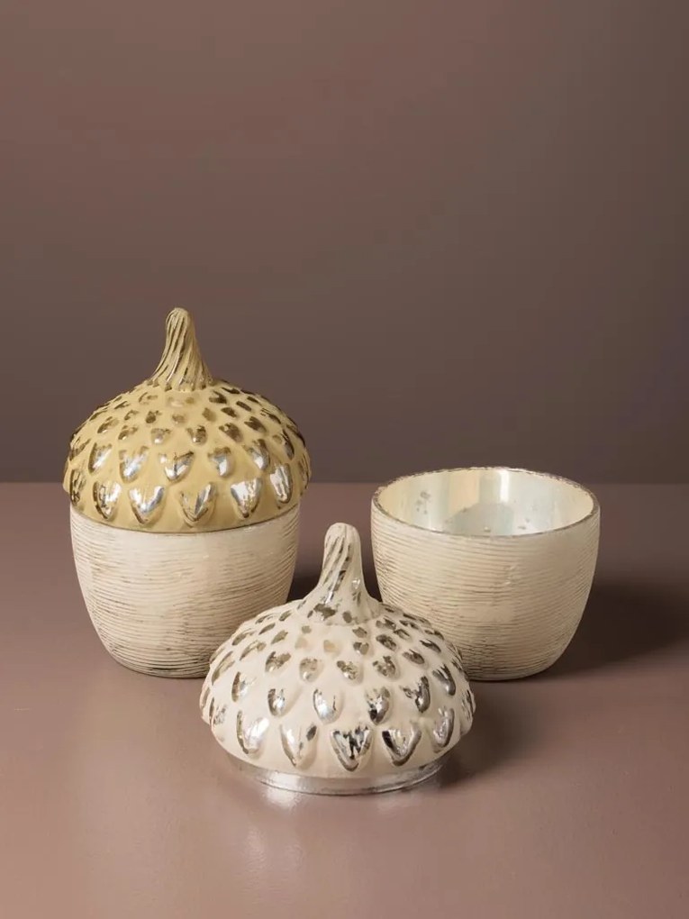 Set 2 cutii decorative, din sticla, Acorn