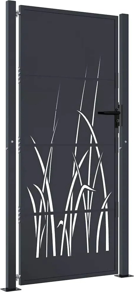 vidaXL Poartă de grădină antracit 100x175 cm oțel model iarbă