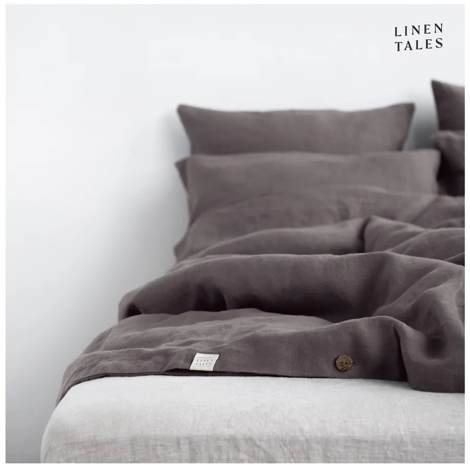 Lenjerie de pat gri închis din in pentru pat dublu 200x200 cm – Linen Tales
