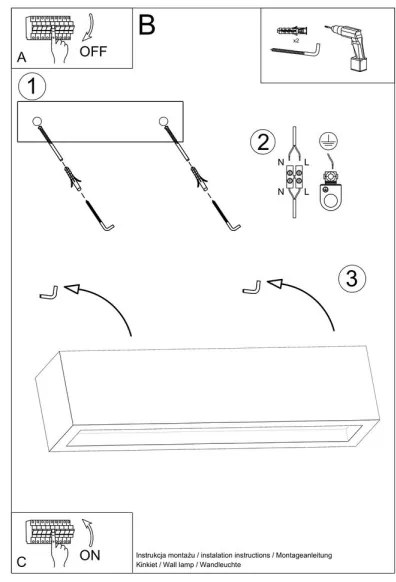 Aplică VEGA 2xE27/60W/230V 50 cm beton Sollux SL.0993
