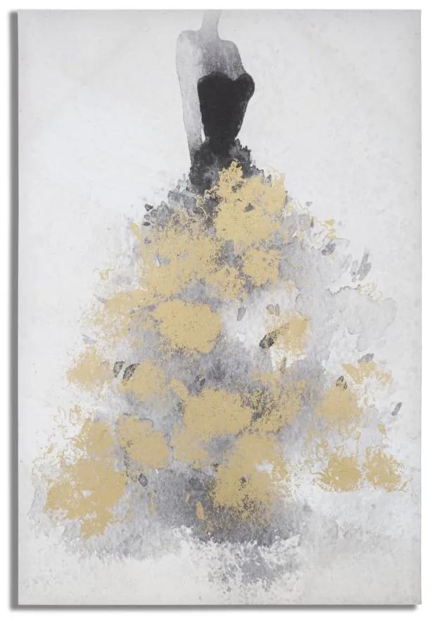 Tablou decorativ multicolor din lemn de Brad si panza, 80x3x120 cm, Gold Dancer Mauro Ferretti