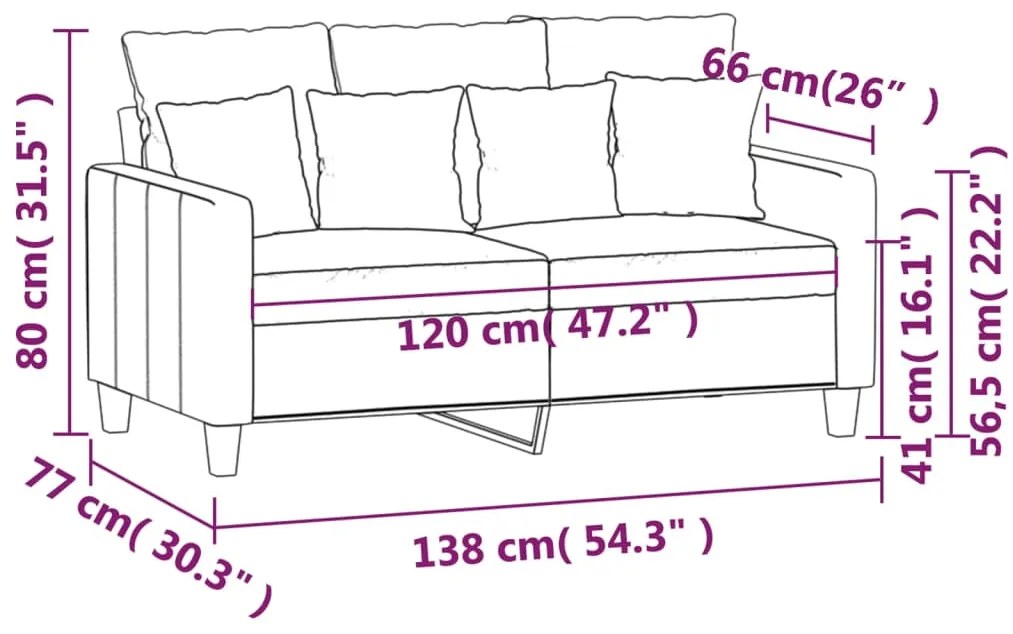 Canapea cu 2 locuri, crem, 120 cm, material textil Crem, 138 x 77 x 80 cm