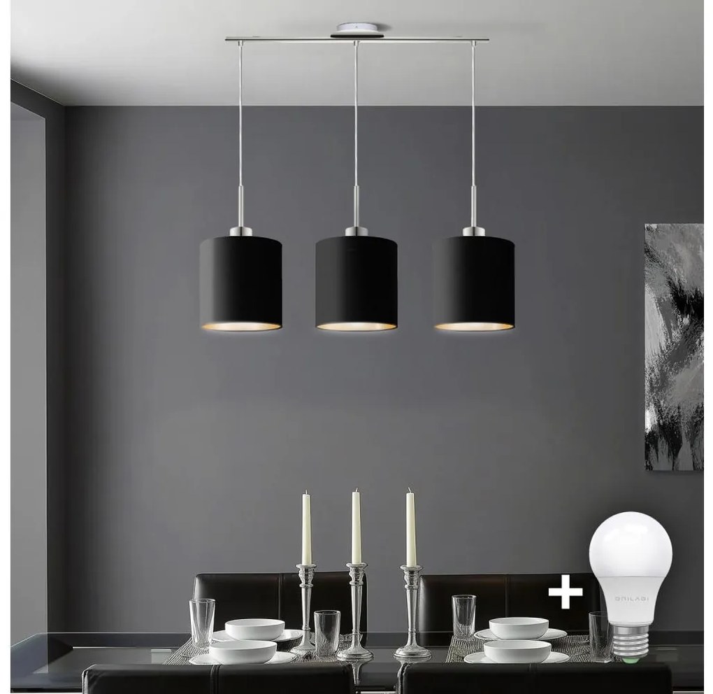 Lustră LED pe cablu Eglo TUNJA 3xE27/60W/230V negru
