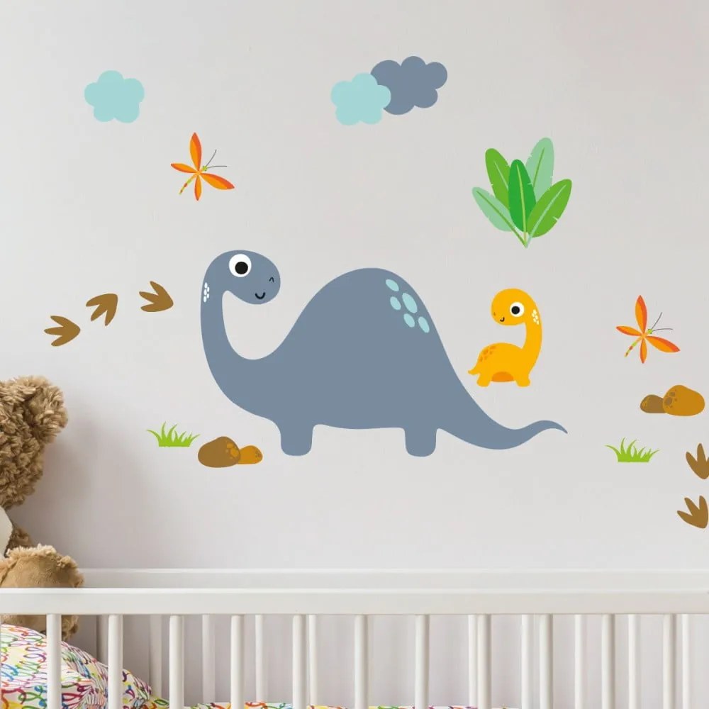 Autocolant de perete Ambiance Cute Blue Dinosaur