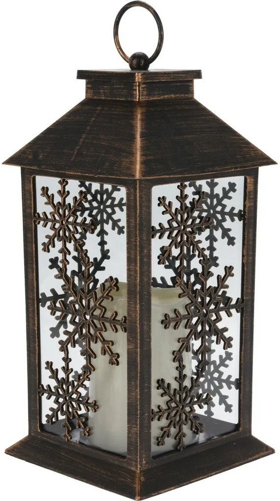 Felinar cu lumânare LED Trifle Snowflake negru,14 x 28 cm