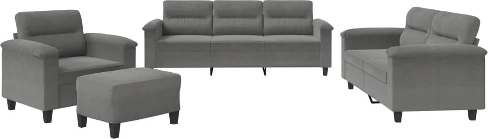 vidaXL Set de canapele cu perne, 4 piese, gri închis, microfibră