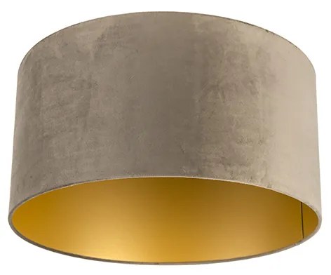 Abajur din catifea Taupe 50/50/25 cu interior auriu