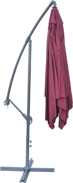 Umbrela pătrată din metal - visiniu 270 x 270 cm