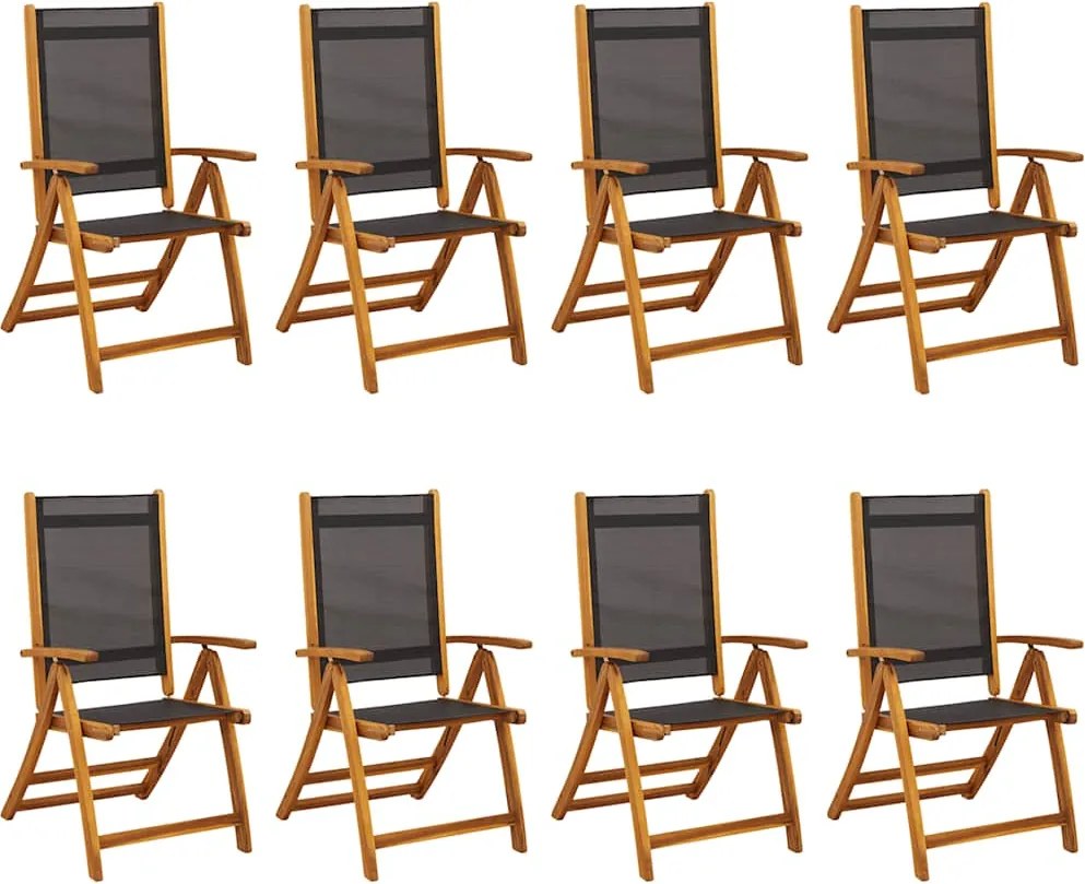 vidaXL Scaune de grădină pliabile 8 buc. lemn masiv acacia & textilenă