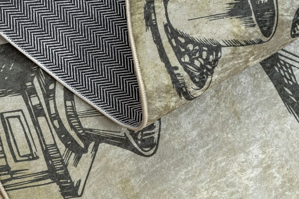 ANDRE 2835 covor lavabil Cafea bucatarie, anti-alunecare - verde / bej