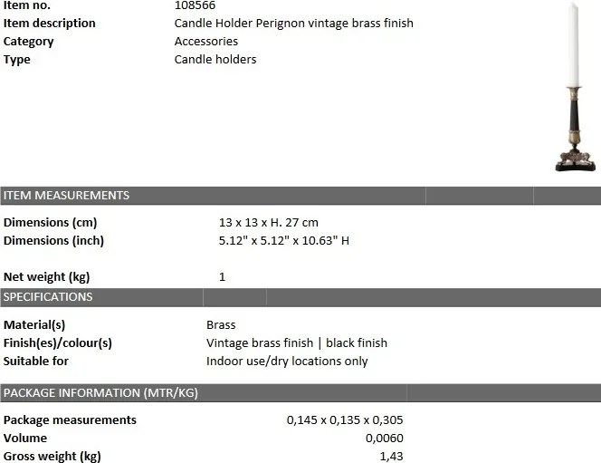 Suport lumanare design LUX Perignon 108566 HZ