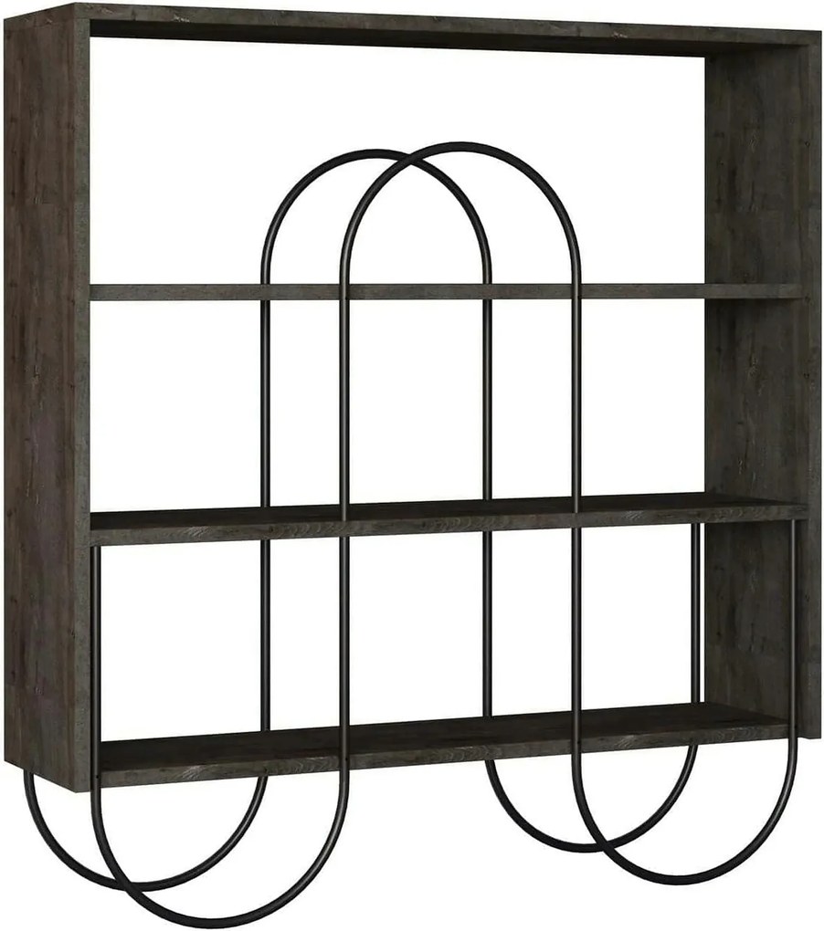 Consola NORFOLK, nuc inchis/negru, PAL melaminat/metal, 96x26x99 cm