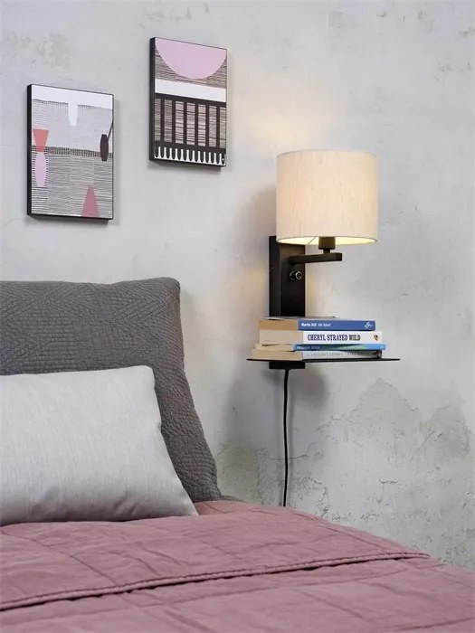 Aplica cu raft, mufa USB si abajur textil in Florence