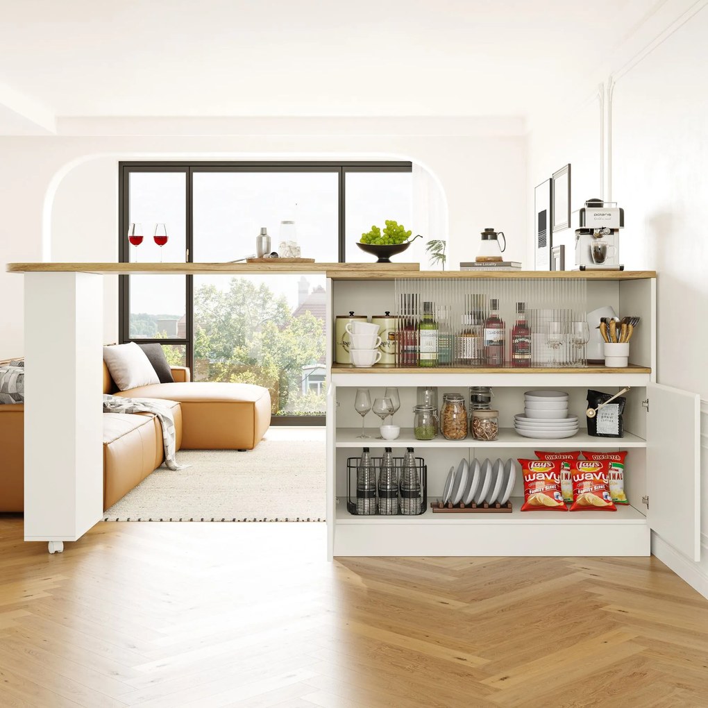 360° Masă de bar rotativă, Alb | Aosom Romania