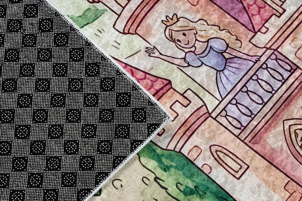 BAMBINO 61520 covor lavabil Prințesă, castel pentru copii anti-alunecare - crem / roz