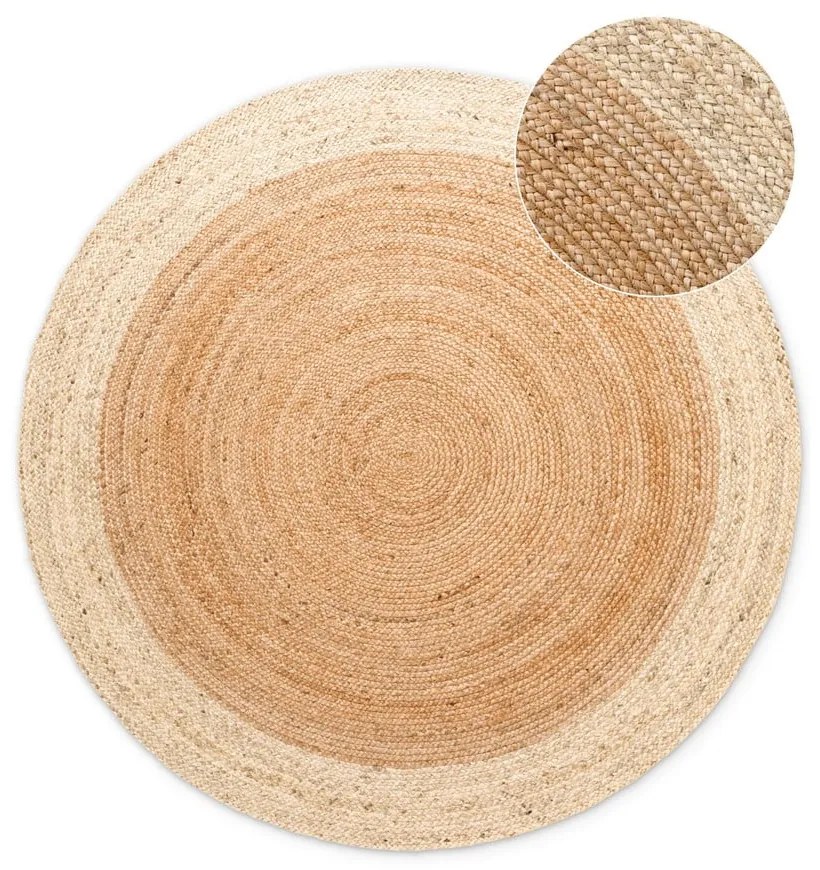 Covor în culoare naturală reversibil, țesut manual rotund din iută ø 100 cm Jutta Gold – Hanse Home