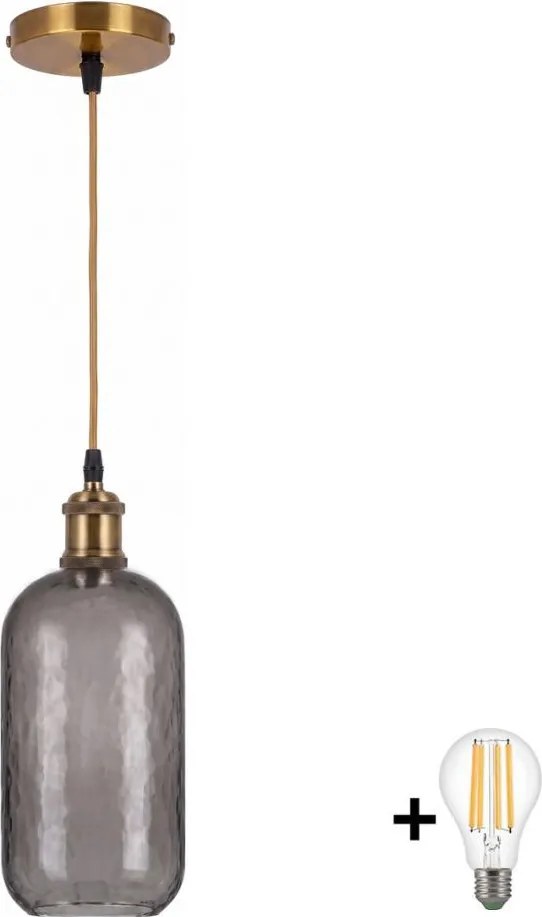 BRILAGI -LED Lustra suspendată pe cablu RETRO GLASS 1xE27/60W/230V Ø 14 cm auriu/gri fumuriu