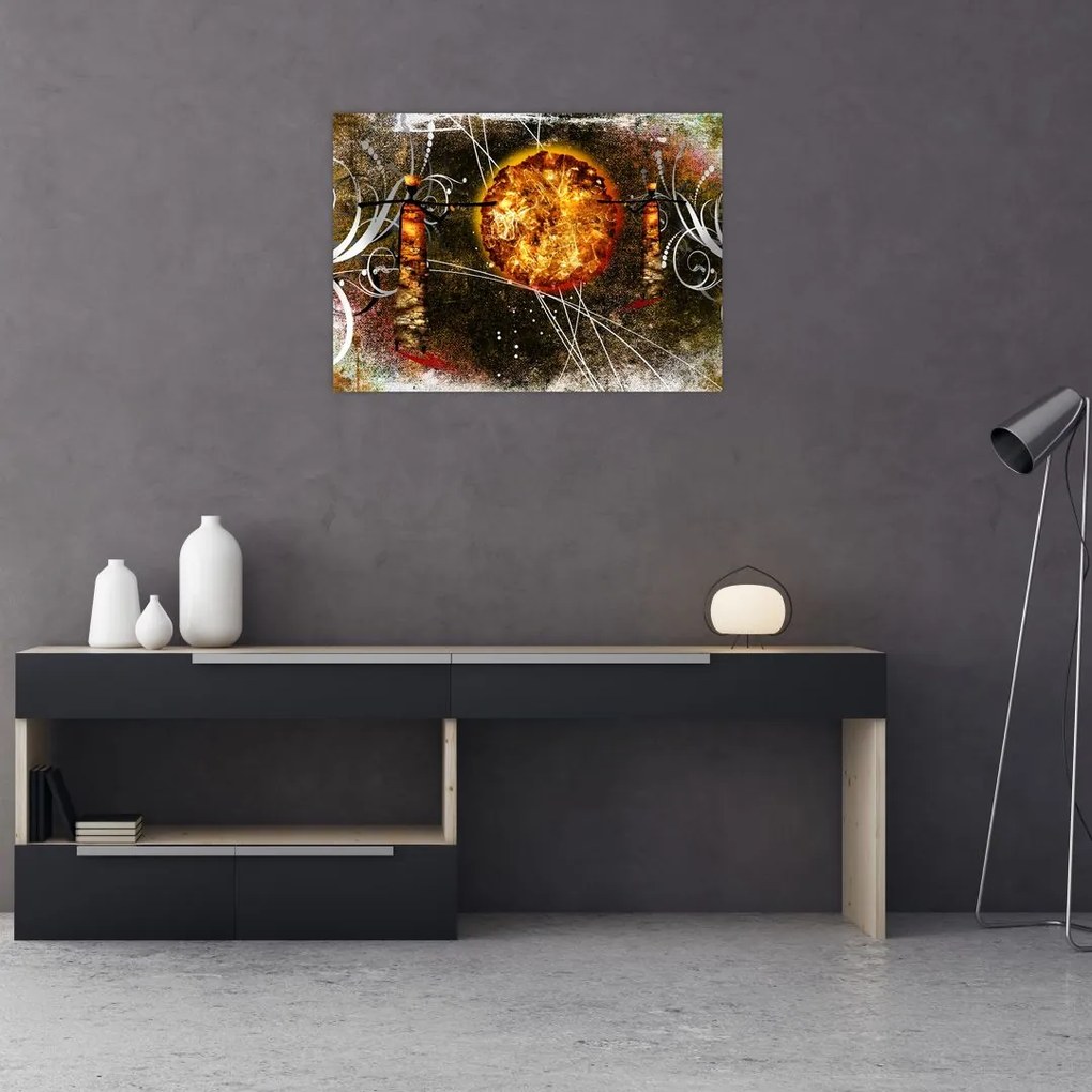 Tablou pe sticlă cu pictură epochală străveche (70x50 cm)
