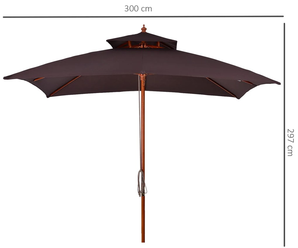 Umbrela de Gradina 3x3 Metri Outsunny, 8 Lamele Acoperire cu 2 Niveluri | Aosom Romania