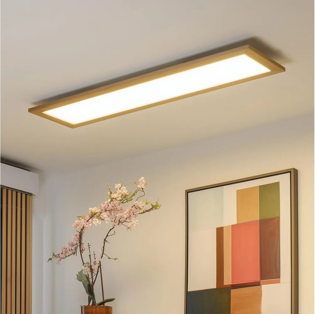 Brilagi - Corp de iluminat LED dimerizabil SLIMFRAME WOOD LED/58W/230V 124x34 cm + telecomandă