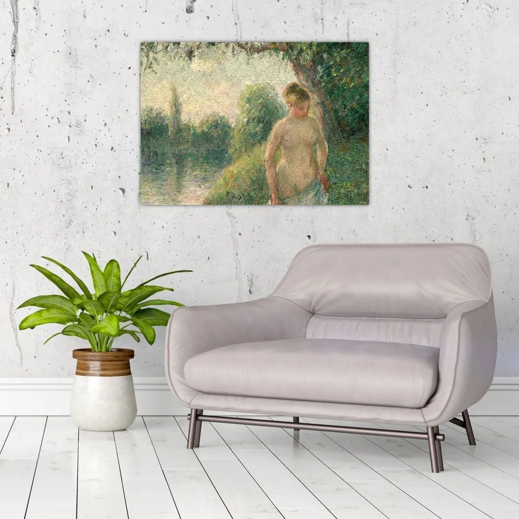 Tablou pe sticlă - Camille Pissarro, The Bather, reproducere (70x50 cm)