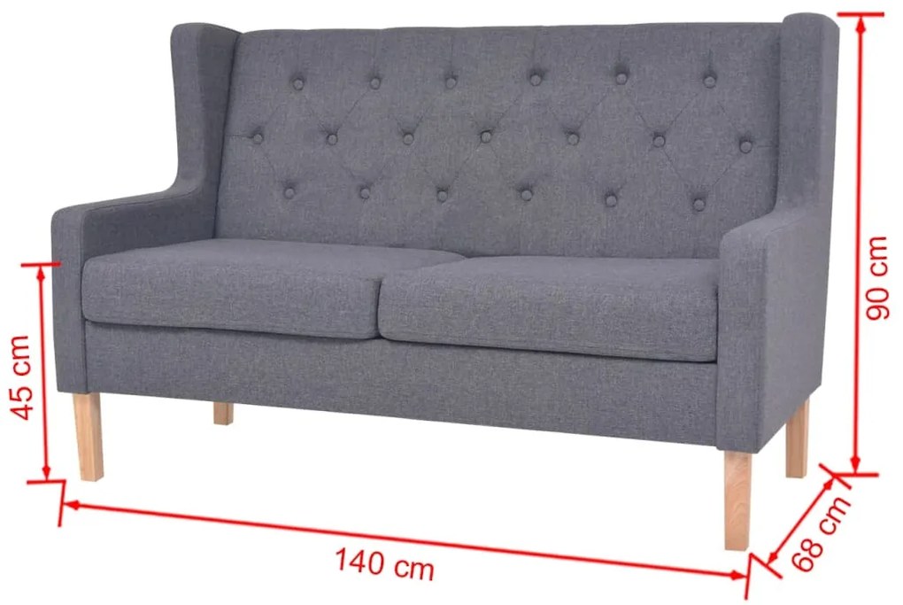 Set cu canapea, 2 piese, material textil, gri Gri, 1 loc + 2 locuri