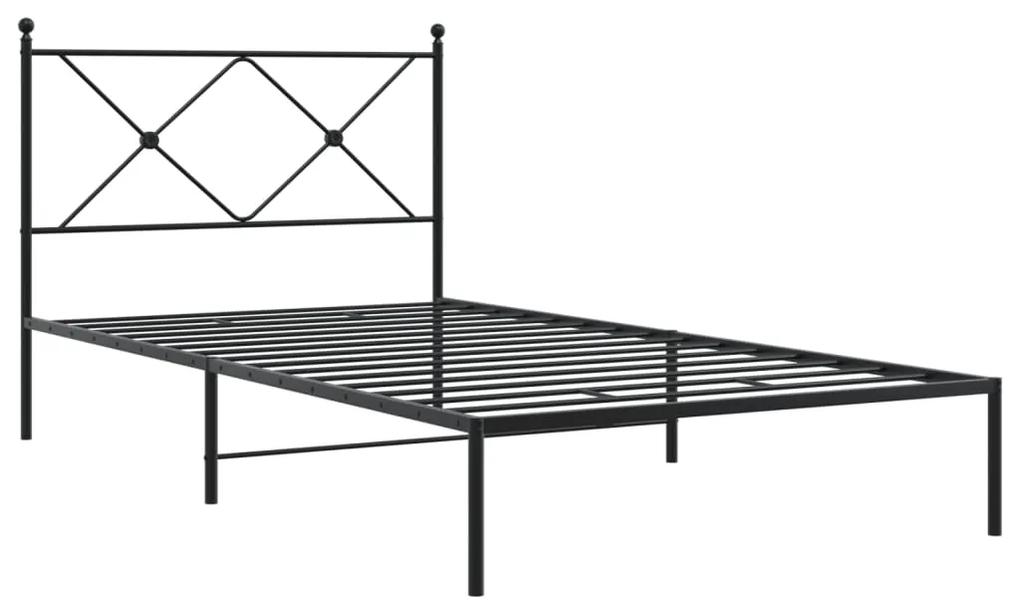 376498 vidaXL Cadru de pat din metal cu tăblie, negru, 107x203 cm