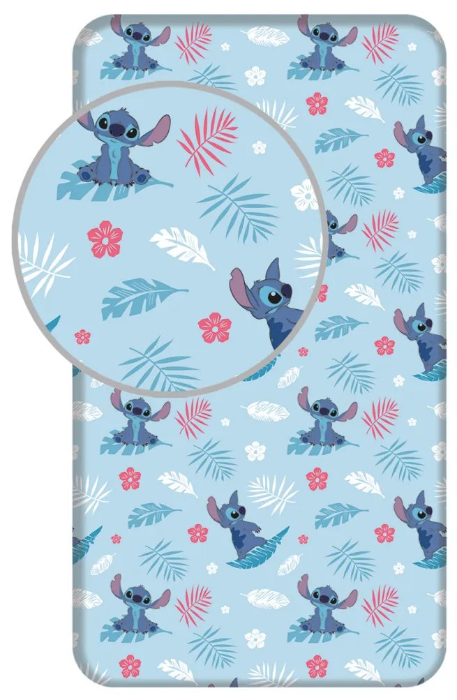 Disney Lilo și Stitch Blue cearșaf cu elastic 90x200 cm