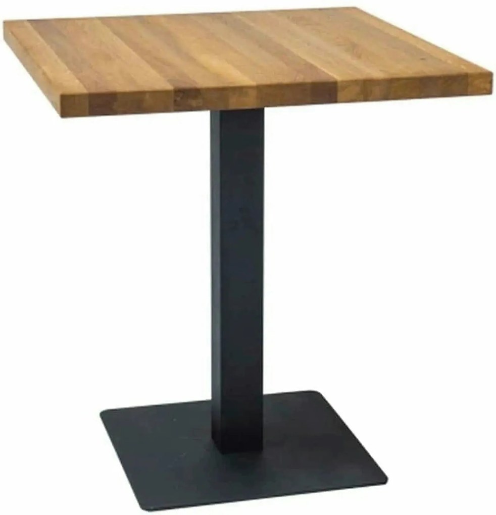 Masa PURO, stejar/negru, furnir/metal, 70x70x76 cm