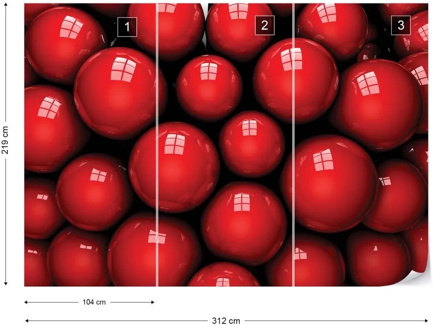 Fototapet GLIX - 3D Red Balls  + adeziv GRATUIT Tapet nețesute  - 312x219 cm