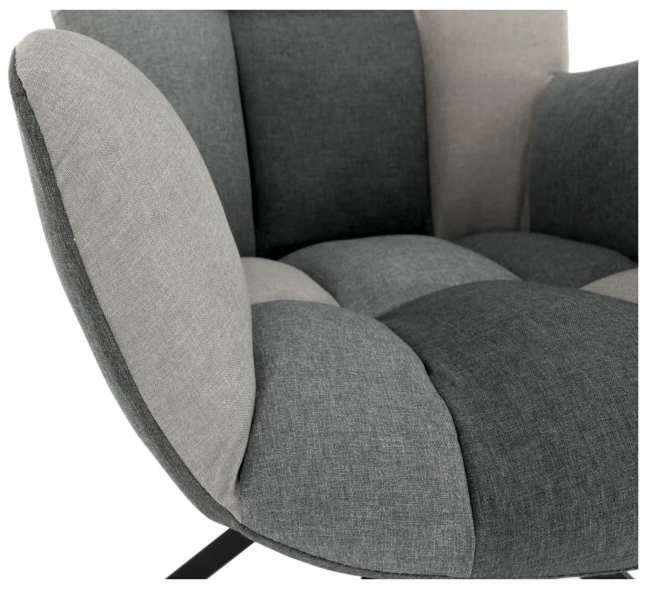 Fotoliu de design rotativ, patchwork/negru, KOMODO