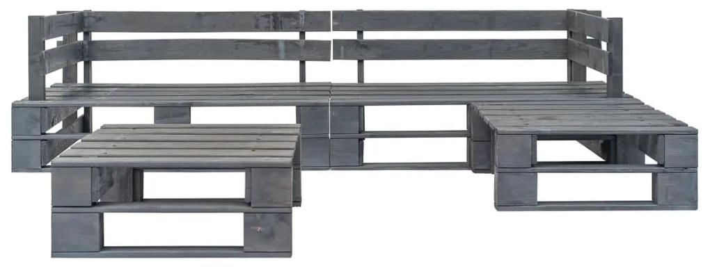Set mobilier de gradina paleti cu perne nisipii, 4 piese, lemn grey and sand, 4