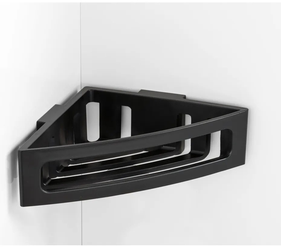 Raft de baie negru autoadeziv pe colț din plastic Bralia - Wenko