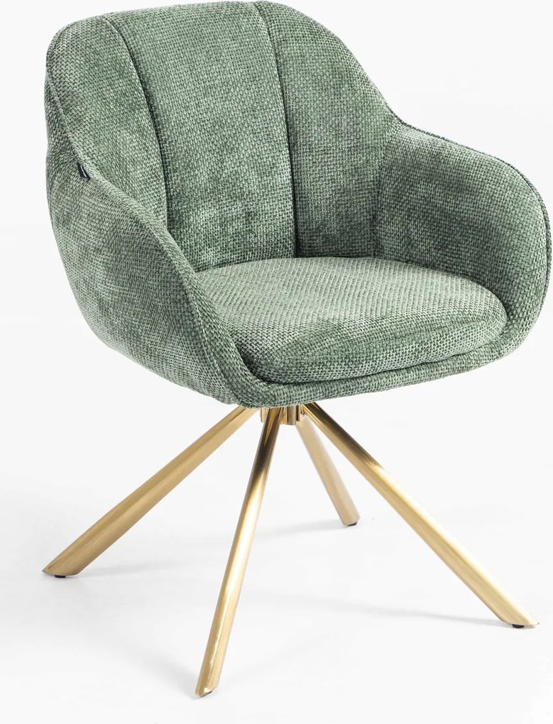 HR2055 BAZĂ STEA Scaun Verde Salvie Grid Premium cu Bază Aurie