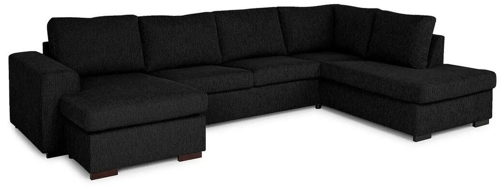 Colțar Scandinavian Choice B107Negru, 296x201x84cm, Picioare: Lemn