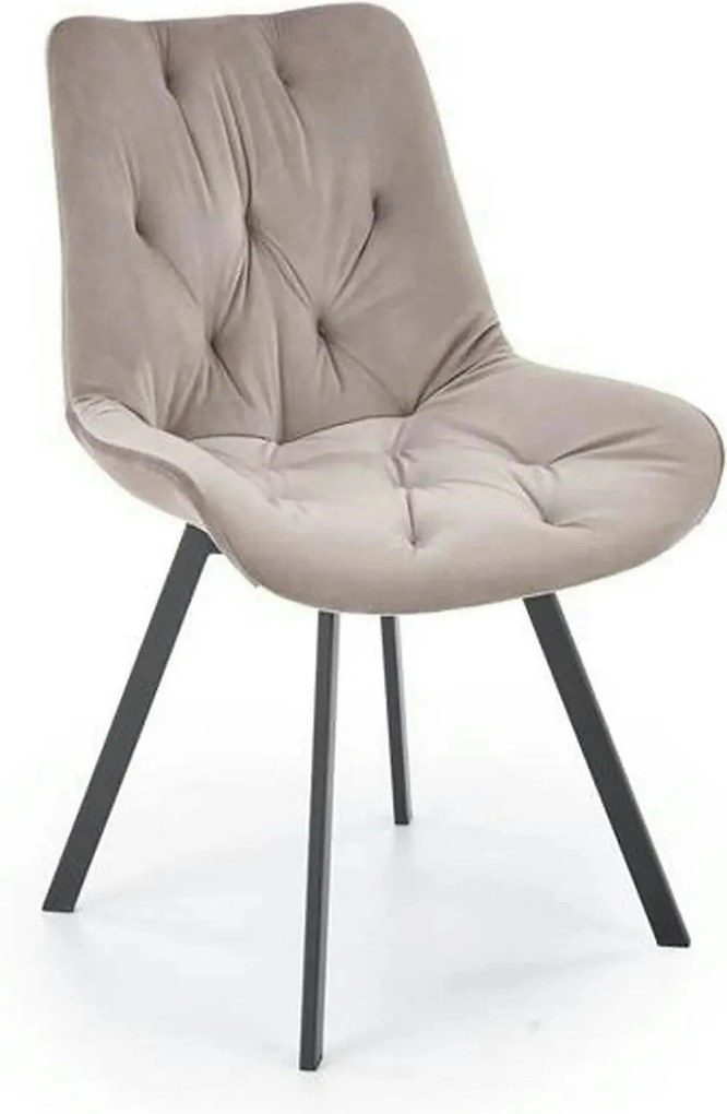 Scaun rotativ K519, bej/negru, stofa catifelata/metal, 54x63x86 cm