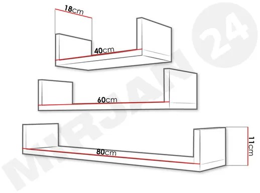 Set 3 buc. rafturi Cyzara 004 (stejar sonoma). 1053870