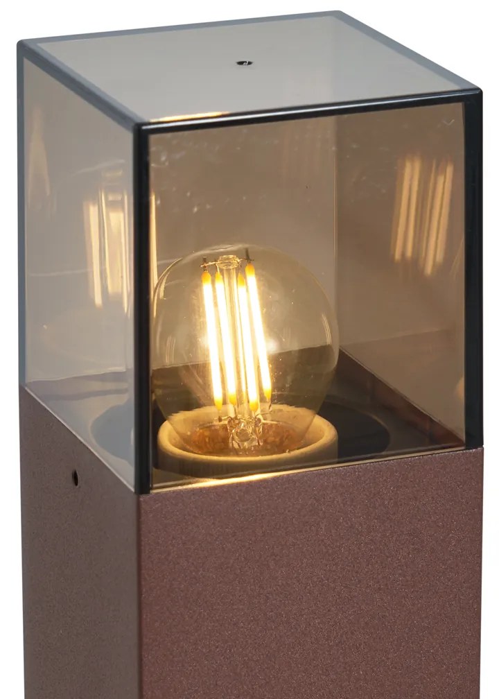 Lampa de exterior industrială maro rugină cu sticlă fumurie 70 cm cu senzor crepuscular IP44 - Denmark