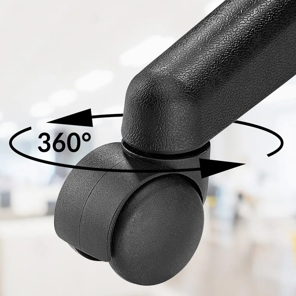 Taburet pe roți BONY, Ø35cm, negru Casaria