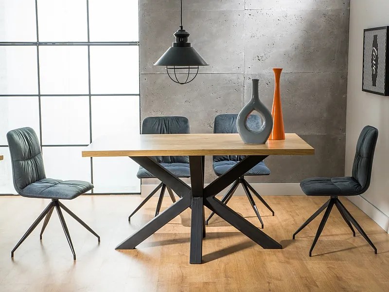Masă de sufragerie 180 cm Cecily (stejar + negru mat) (pentru 6 până la 8 persoane). 1050072