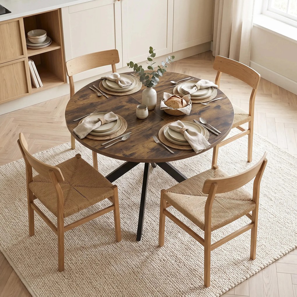 HOMCOM Masă de Sufragerie Extensibilă pentru 4-6 Persoane, 100-135cm, Maro Rustic | Aosom Romania