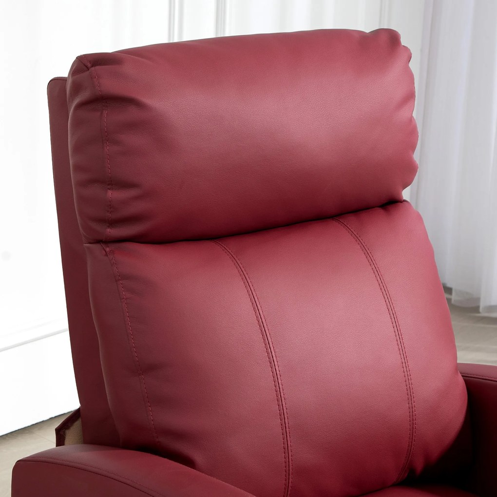 HOMCOM Fotoliu de Masaj cu 8 Moduri, 5 Intensități,  Suport pentru Picioare și Telecomandă, 68x88x98 cm, Roșu | Aosom Romania