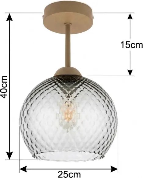 BRILAGI - LED plafonieră aplicată R GLASS 1xE27/60W/230V ø 25 cm bej/gri fumuriu