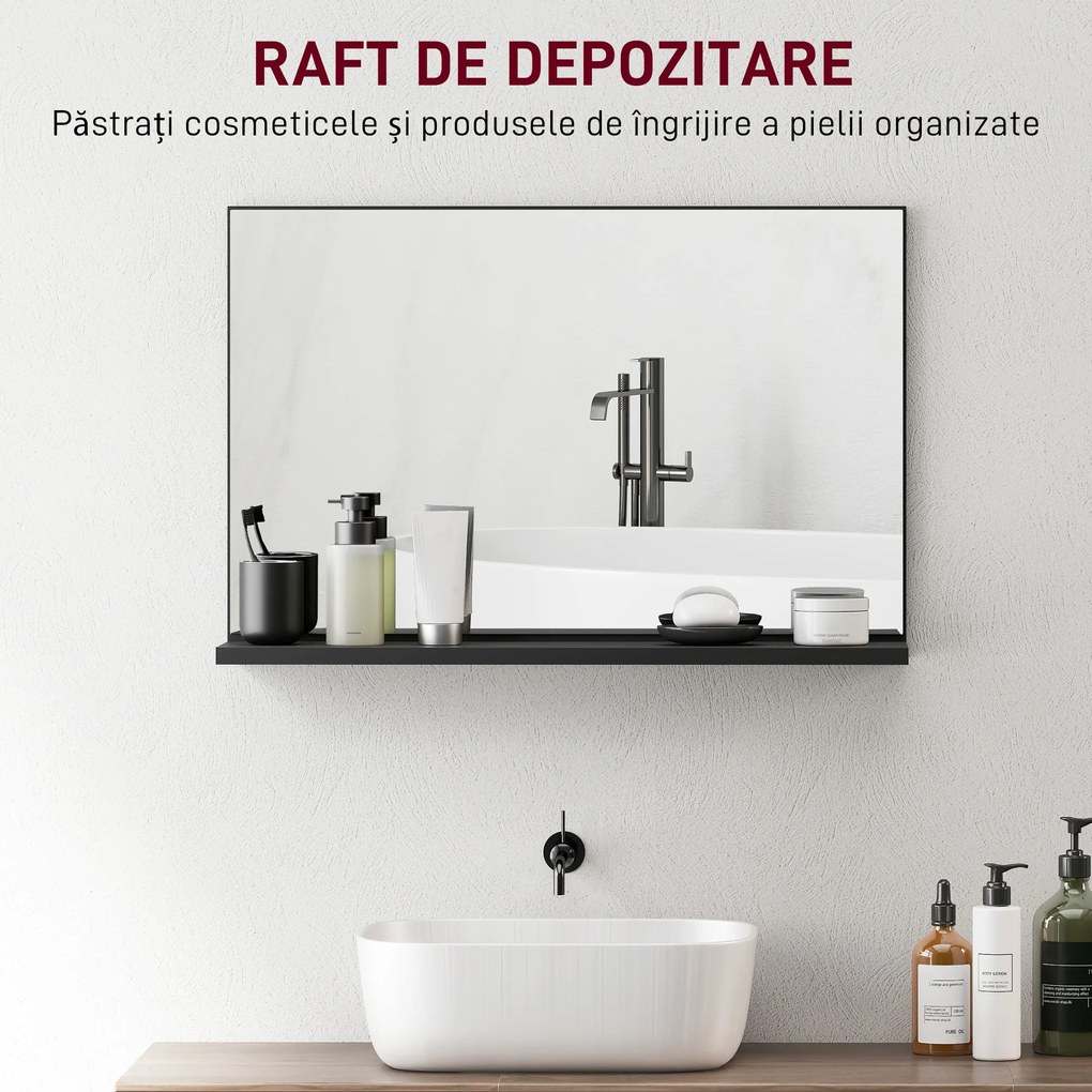 Kleankin Oglindă Baie Modernă 60x40 Alb | Aosom Romania