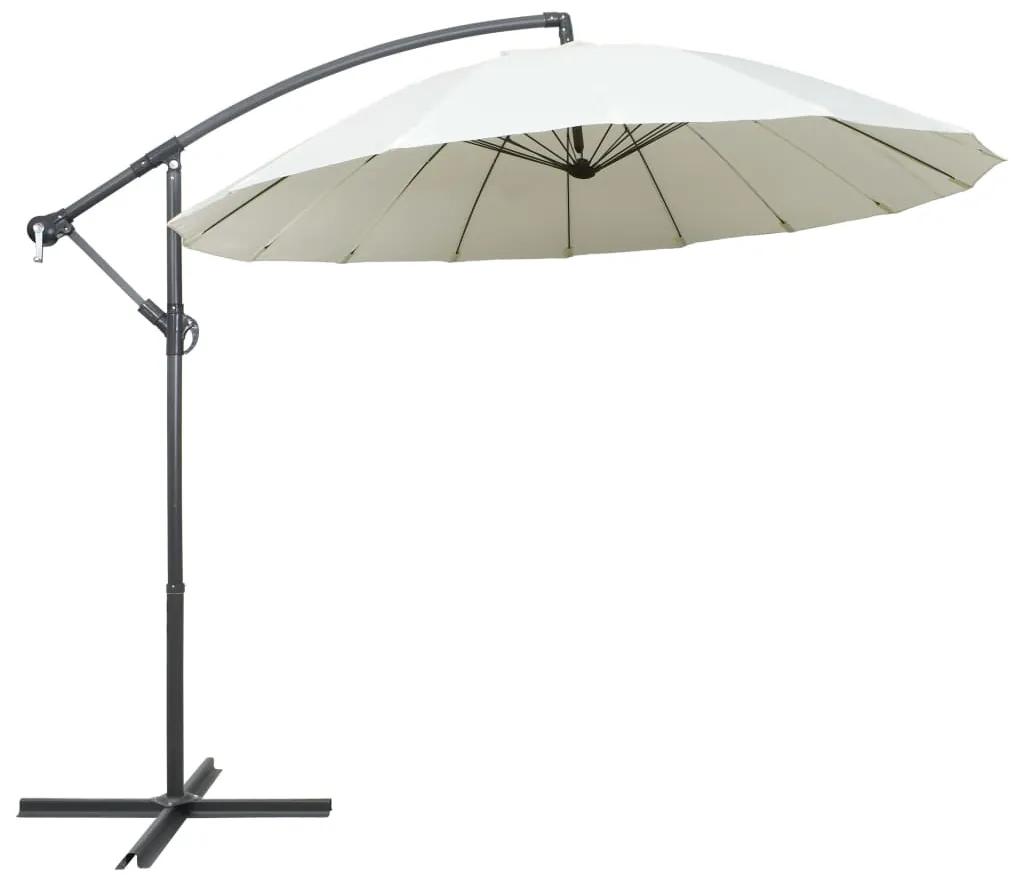 Umbrela de soare suspendata, alb, 3 m, stalp de aluminiu