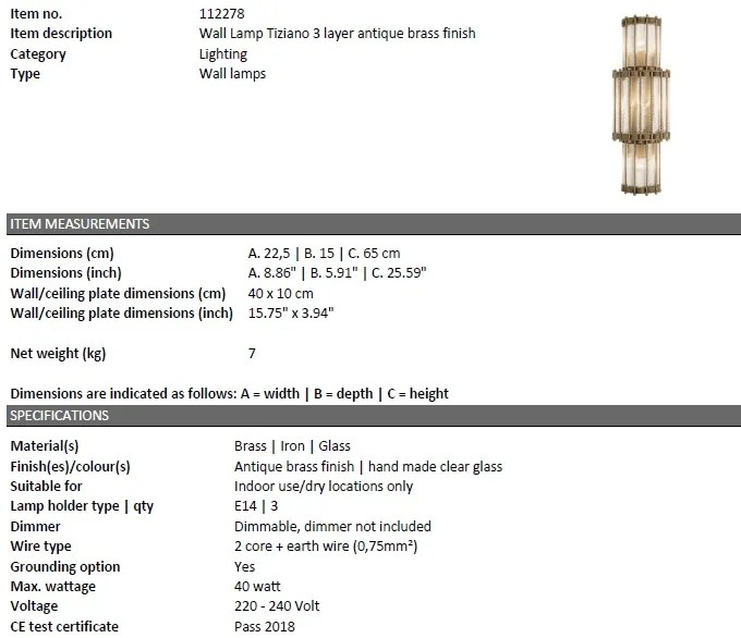 Aplica design LUX Tiziano alama antica 112278 HZ